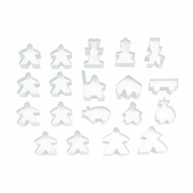 Carcassonne - Meeple - 19er-Set (komplettes Spielfiguren-Set) - Transparent Farblos