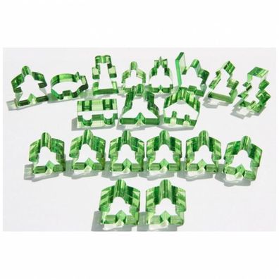 Carcassonne - Meeple - 19er-Set (komplettes Spielfiguren-Set) - Transparent Hellgrün