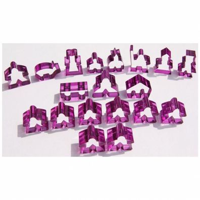 Carcassonne - Meeple - 19er-Set (komplettes Spielfiguren-Set) - Transparent Lila