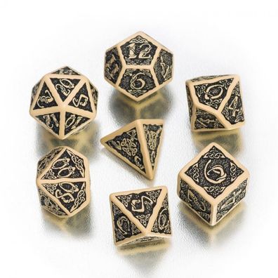 Celtic 3D Revised Würfel-Set - 7 Stück - beige und schwarz