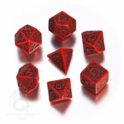 Celtic 3D Revised Würfel-Set - 7 Stück - rot und schwarz