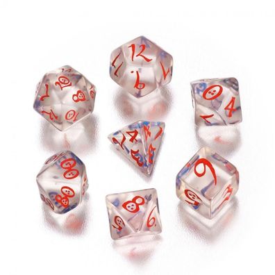 Classic RPG Würfel-Set - 7 Stück - transparent blau und rot