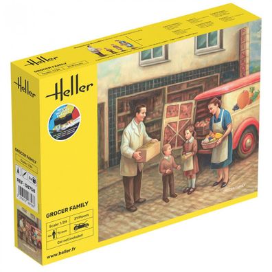 Heller - Starter Kit Grocer Family - 1:24 - 31 Teile - 4 Figuren