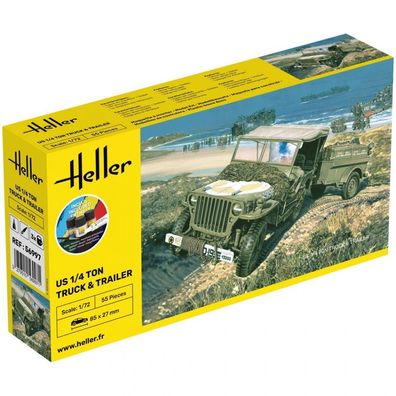 Heller - Starter KIT US 1/4 Ton Truck/Trailer - 1:72 - 55 Teile