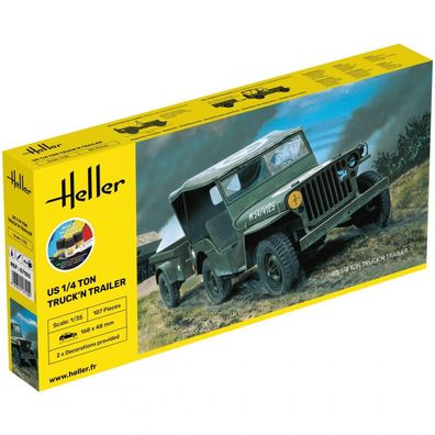Heller - Starter Kit US 1/4 Ton Truckn Trailer - 1:35 - 107 Teile
