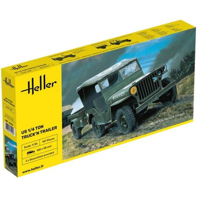 Heller - US 1/4 Ton Truck n Trailer - 1:35 - 107 Teile
