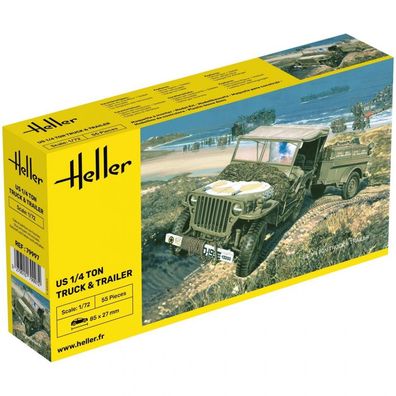 Heller - US 1/4 Ton Truck/Trailer - 1:72 - 55 Teile
