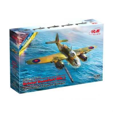 ICM - Bristol Beaufort Mk.I - WWII British Torpedo Bomber - 1:48 - 217 Teile