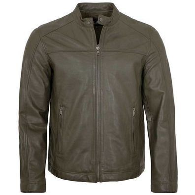 Jilani - Herren Lederjacke Lammnappa grün-grau