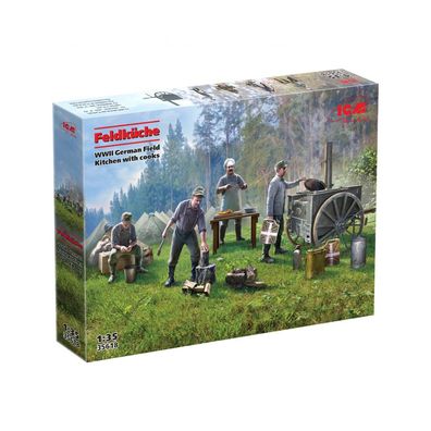 ICM - Feldküche - WWII German Field Kitchen with Cooks - 1:35 - 149 Teile
