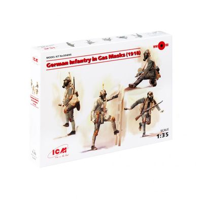 ICM - German Infantry in Gas Masks (1918) - 1:35 - 4 Figuren