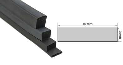 VKP10x40 Moosgummi EPDM - Vierkantprofil 10x40 mm Gummiprofil, Profilgummi, Rechteck