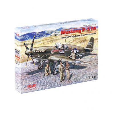 ICM - Mustang P-51B mit USAAF Piloten und Bodenpersonal - 1:48 - 114 Teile
