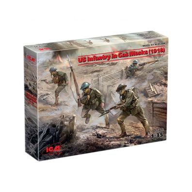 ICM - US Infantry in Gas Masks (1918) - 1:35 - 4 Figuren