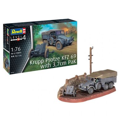 Krupp Protze KFZ 69 mit 3,7 cm PaK - 1:76 - 61 Teile