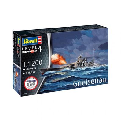 Revell - Battleship Gneisenau Starter Kit - 1:1200 - 48 Teile