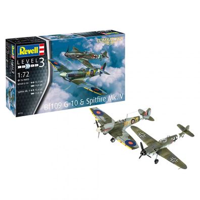 Revell - Combat Set Messerschmitt Bf109G-10/Spitfire Mk.V - 1:72 - 76 Teile
