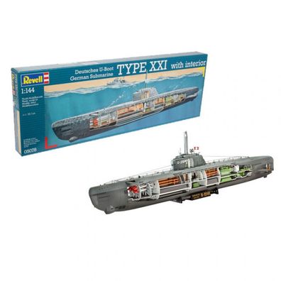 Revell - Deutsches U-Boot Typ XXI mit Interieur - 1:144 - 50 Teile
