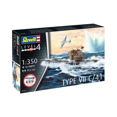 Revell - German Submarine Type VII C-41 Starter Kit - 1:350 - 35 Teile