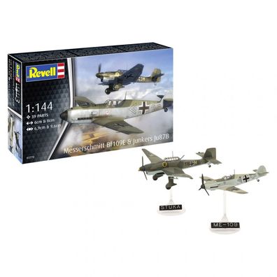 Revell - Messerschmitt Bf109E/Junkers Ju87B - Model Set- 1:144 - 39 Teile