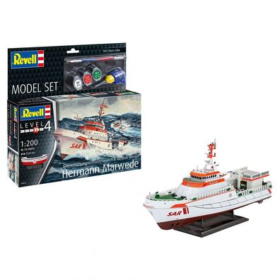Revell - Seenotkreuzer Hermann Marwede - Model Set - 1:200 - 78 Teile