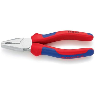 Kombizange KNIPEX 160 mm, Kopf verchromt, Griffe 2-K