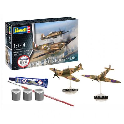 Revell - Starter Kit Spitfire Mk. Ia/Hurricane Mk.I - 1:144 - 31 Teile