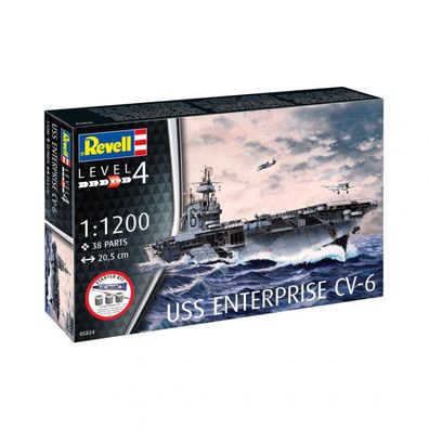 Revell - USS Enterprise CV-6 Starter Kit - 1:1200 - 38 Teile