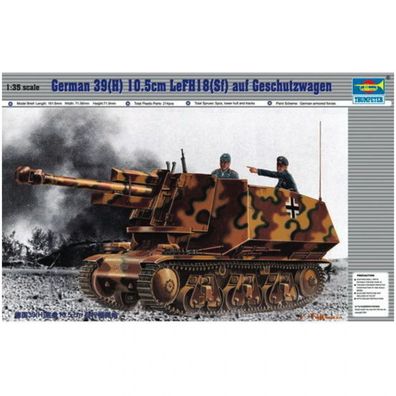 Trumpeter - Deutscher LeFH 18 (Sf) auf Geschützwagen 39(H) - 1:35 - 214 Teile