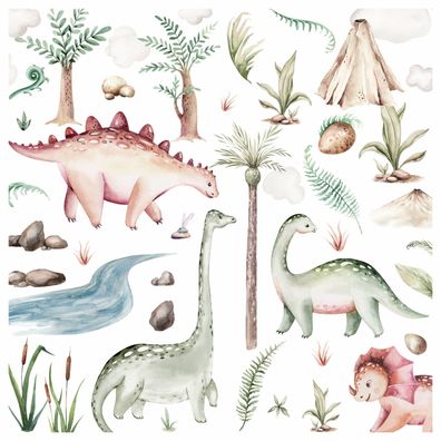 Muralo Wandsticker Set für Kinder Dinosaurier Pflanzen Aufkleber Set