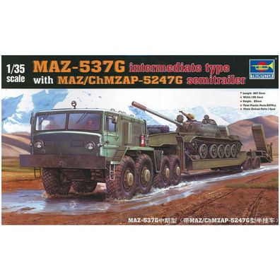 Trumpeter - MAZ-537G intermediate Type mit MAZ/ChMZAP 5247G Auflieger - 1:35 - 537 Te