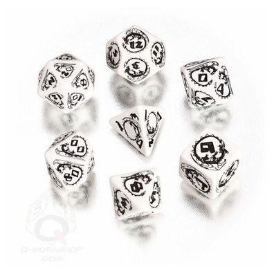 Dragons Würfel - 7 Stück - weiss und schwarz