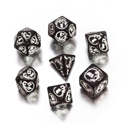 Dragons Würfel - 7 Stück - schwarz und weiss