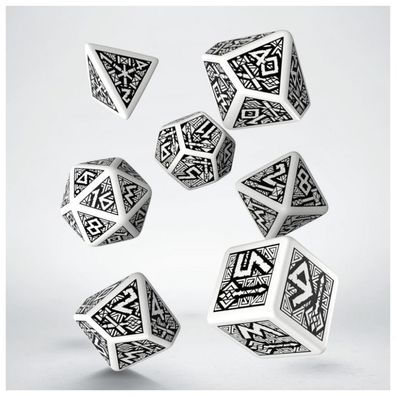 Dwarven Würfel-Set - weiss/schwarz - 7 Stück