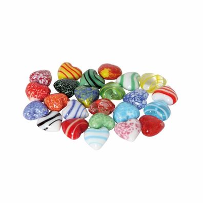 Glas-Herzen klein gemischt - 24 Teile