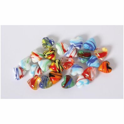 Glas-Herzen Schlieren - 24 Teile