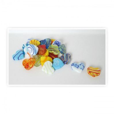 Glas-Herzen flach - 24-teilig
