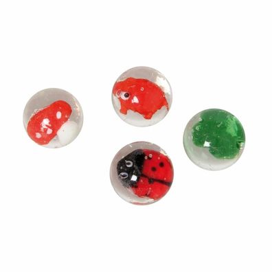 Glasmurmeln - Glücks-Motive - 30mm - 4er Set