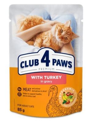 CLUB 4 PAWS KATZE Beutel 85 g Truthahn in Soße