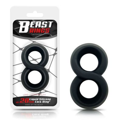 Doppelter Penisring 100% Flüssigsilikon 2 cm Schwarz
