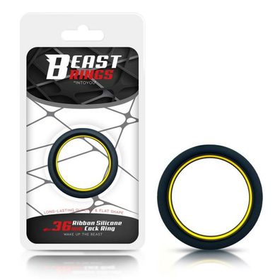 Penisring 100% festes Silikon 3,6 cm Gelb und Schwarz
