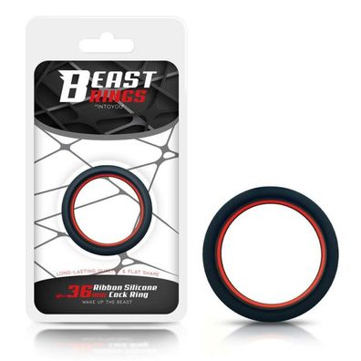 Penisring 100% festes Silikon 3,6 cm Rot und Schwarz