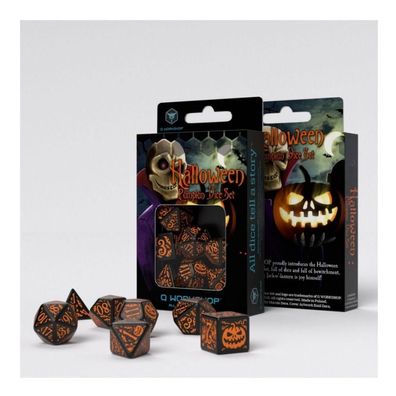 Halloween Pumpkin Black & orange Dice Set (7) - englisch