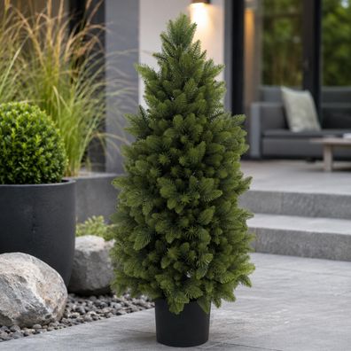 Künstliche Fichte HWC-R29, Dekobaum Kunstpflanze, Outdoor Polyethylen, 85cm