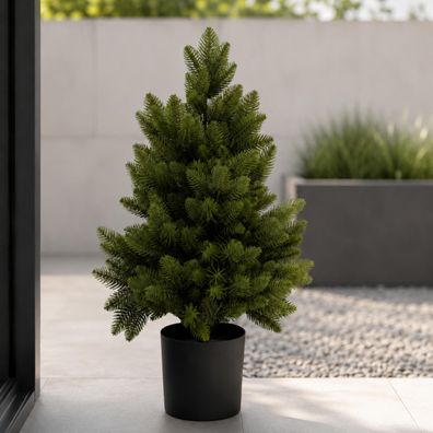 Künstliche Fichte HWC-R29, Dekobaum Kunstpflanze, Outdoor Polyethylen, 55cm