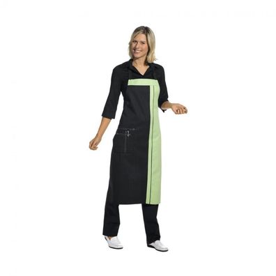 Latzschürze - 2 Taschen - schwarz-hellgrün - 100 cm