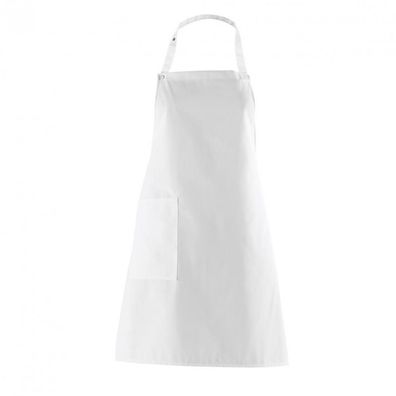 Latzschürze mit Seitentasche - weiß - 75 cm