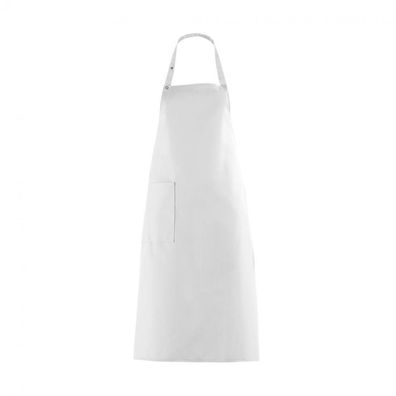 Latzschürze mit großer Tasche - weiß - 100 cm
