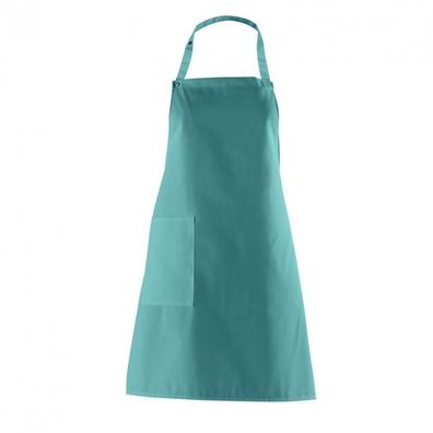 Latzschürze mit Seitentasche - petrol - türkis-grün - 75 cm