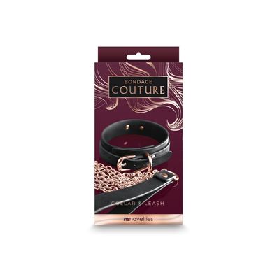 Bondage Couture - Halsband und Leine - Schwarz